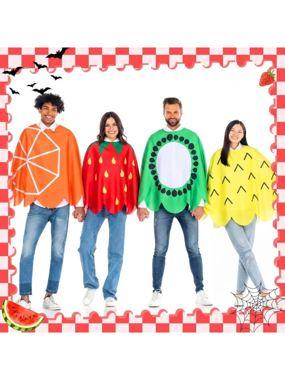 Colorful 6-Piece Halloween Cloak Costume Set for Adults | Group Cosplay Supplies